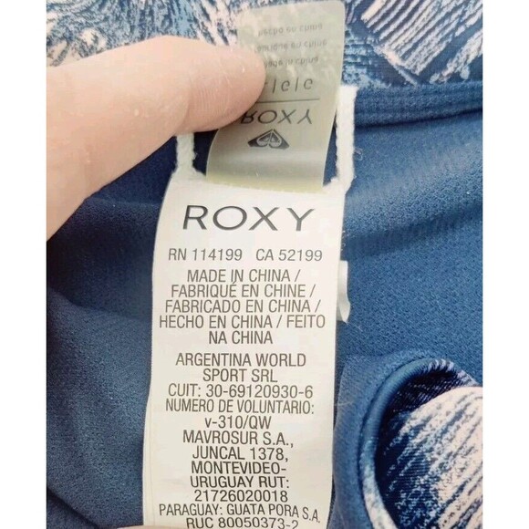 Roxy Bikini Bottom Blue Tropical Leaves Swim Suit Size Large Bottoms ONLY No Top - Picture 6 of 6